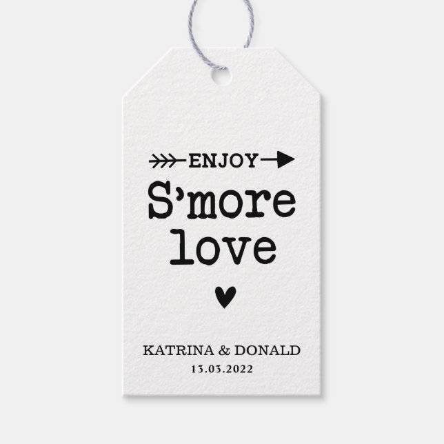 Étiquettes-cadeau Balises cadeaux Mariage Rustic S’more Love (Devant)
