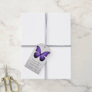 Étiquettes-cadeau Balises Cadeaux Mariages de papillon pourpre