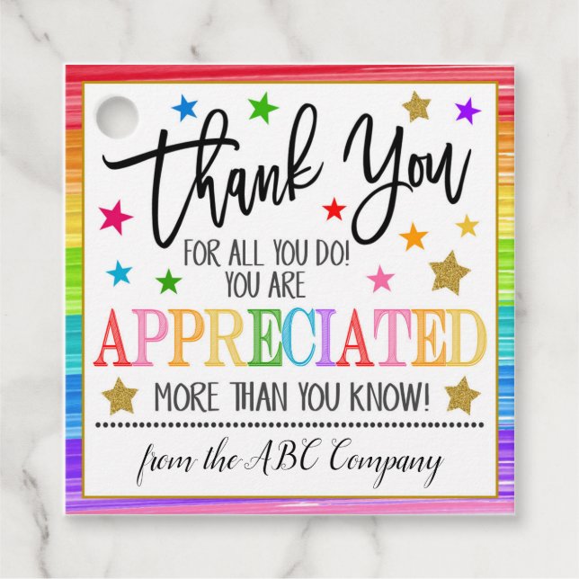 Étiquettes Cadeau Balises cadeaux Merci (Devant)