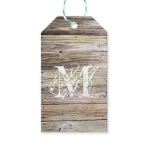 Balises Cadeaux Monogrammes Rustic Wood