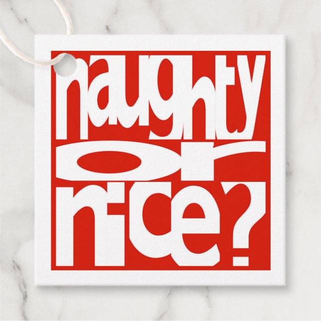 Étiquettes Cadeau Balises Cadeaux Naughty ou Nice (Devant)