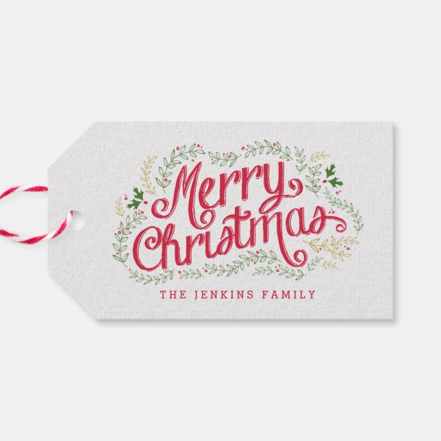 Étiquettes-cadeau Balises cadeaux Noël nostalgique (Dos Horizontal)