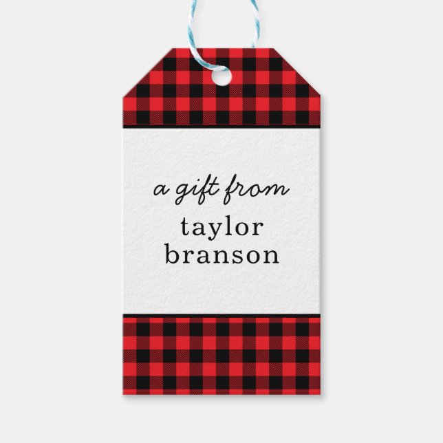 Étiquettes-cadeau Balises cadeaux personnalisées de Buffalo Plaid (Devant)