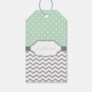 Étiquettes-cadeau Balises Cadeaux Pointe Chevron Balise Vert Gris Bl