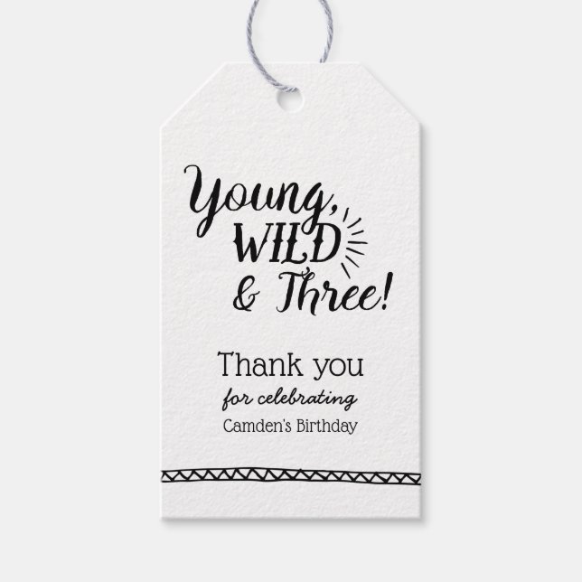 Étiquettes-cadeau Balises cadeaux pour anniversaire Jeune, Sauvage e (Devant)