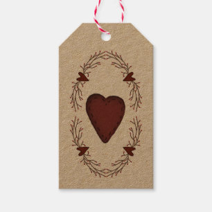 Étiquettes-cadeau Balises Cadeaux Primitive Heart