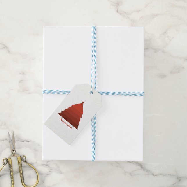 Étiquettes-cadeau Balises cadeaux Red Christmas Tree (Avec de laficelle)
