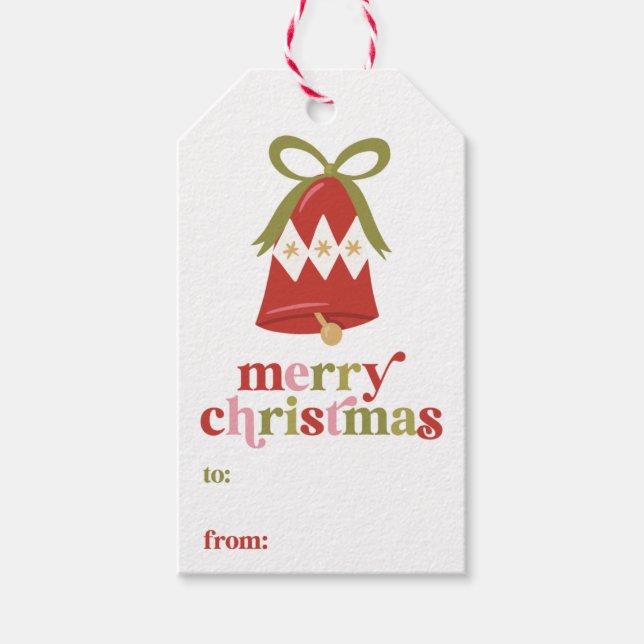 Étiquettes-cadeau Balises cadeaux Retro Christmas Bell Remplir (Devant)
