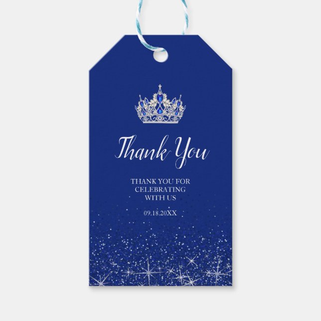 Étiquettes-cadeau Balises cadeaux Royal Blue and Silver Parties scin (Devant)