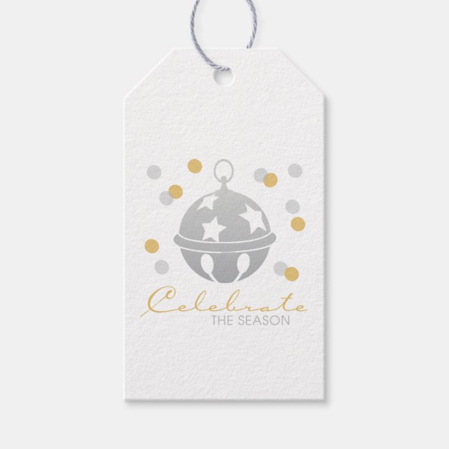 Étiquettes-cadeau Balises cadeaux Silver and Gold Sleigh Bell (Devant)