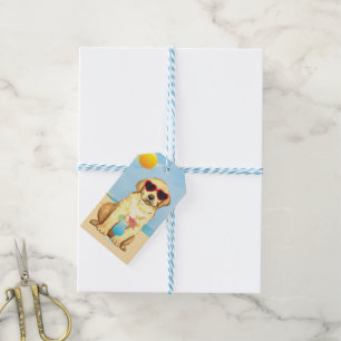 Étiquettes-cadeau Balises cadeaux Summer Yellow Lab