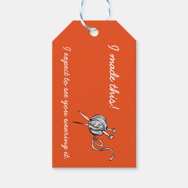 Étiquettes-cadeau Balises cadeaux tricots avec instructions de soins (Devant)