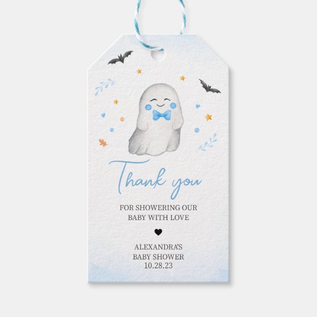Étiquettes-cadeau Balises de Baby shower Favori du fantôme Halloween (Devant)