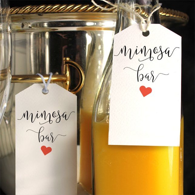 Étiquettes-cadeau Balises de bouteille Mimosa avec un motif de coeur (Créateur téléchargé)