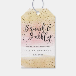 Étiquettes-cadeau Balises de Brunch rose or et de Fête des mariées d
