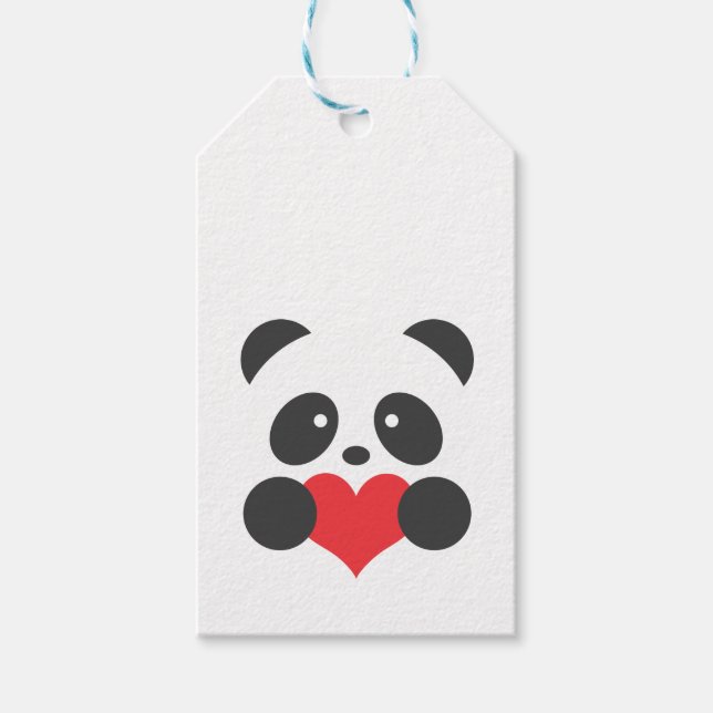 Étiquettes-cadeau Balises de cadeaux pour le coeur de Panda (Devant)