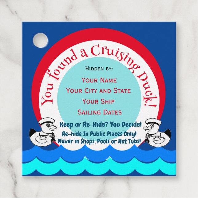 Étiquettes Cadeau Balises de canard de croisière (Devant)