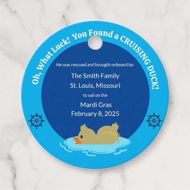 Étiquettes Cadeau Balises de canard de croisière (Devant)
