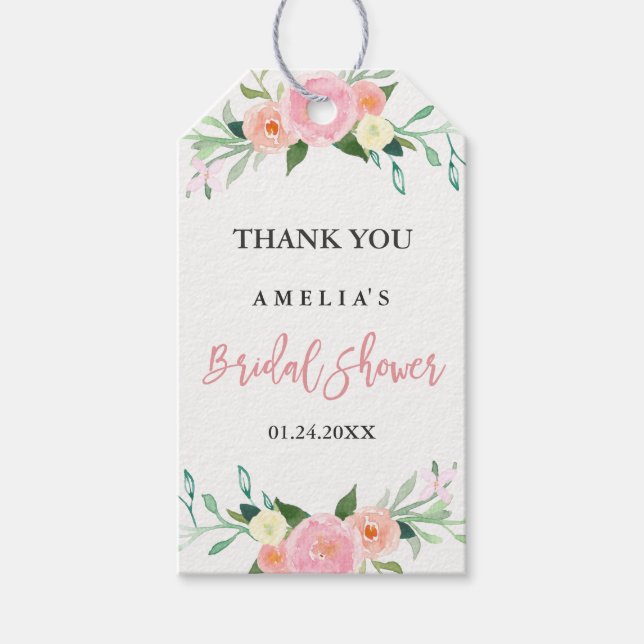 Étiquettes-cadeau Balises de Fête des mariées d'aquarelle végétale (Devant)