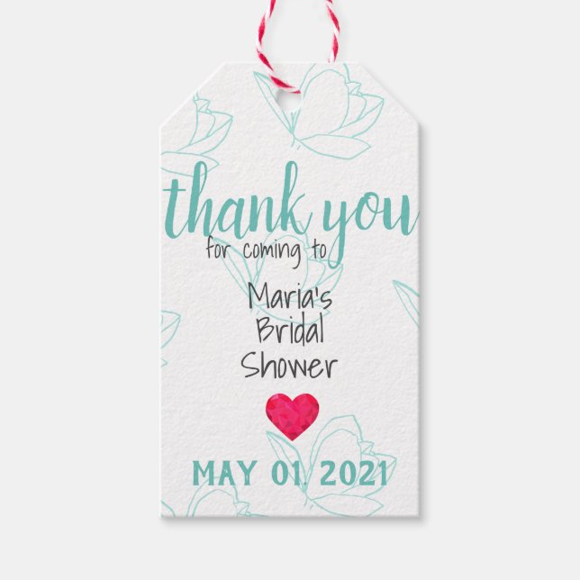 Étiquettes-cadeau Balises de Fête des mariées personnalisables turqu (Devant)