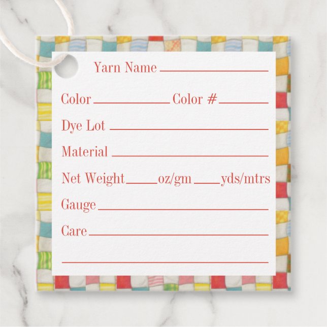 Étiquettes Cadeau Balises de fils Carré de 2" CRAZY QUILT (Devant)