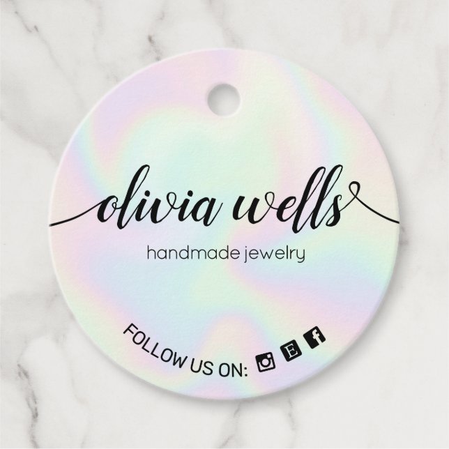 Étiquettes Cadeau Balises de hachage de script Holographique 2 pouce (Devant)