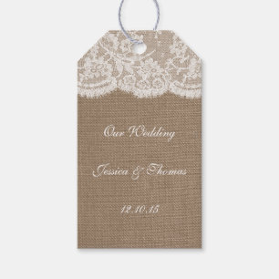 Étiquettes-cadeau Balises de la collection Mariage Burlap & Lace