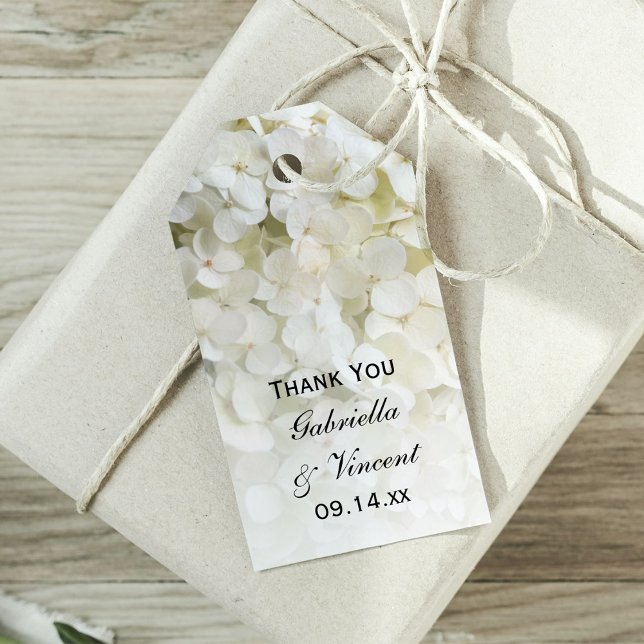 Étiquettes-cadeau Balises de mariage blanc Hydrangea Favor (Créateur téléchargé)