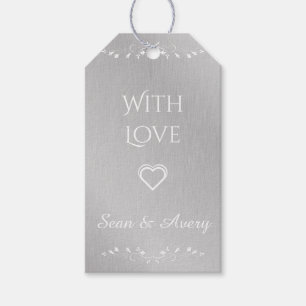 Étiquettes-cadeau Balises de Mariage personnalisées vintage en argen