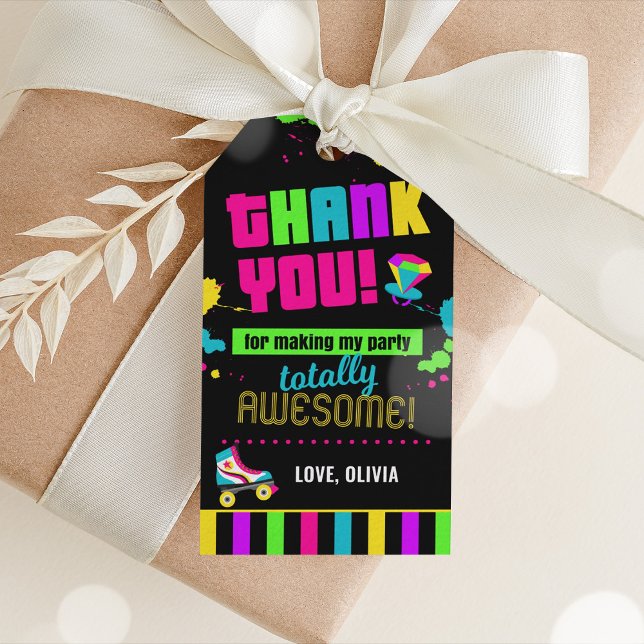 Étiquettes-cadeau Balises de Merci des années 80, Balises de préfére (80s Thank You Tags)