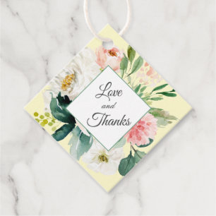 Étiquettes Cadeau Balises de Merci floral jaune et rose vif Favorise
