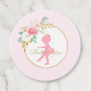 Étiquettes Cadeau Balises de Merci Little Ballerina floral et rayure