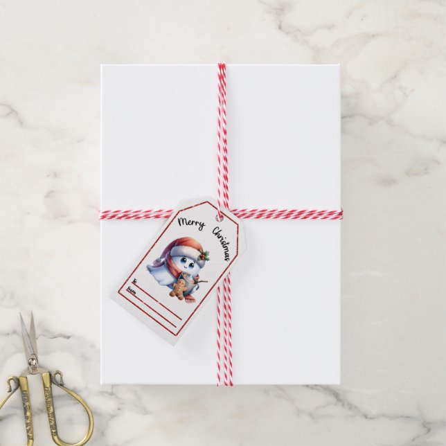 Étiquettes-cadeau Balises de Noël des fantômes joyeux (Avec de la ficelle)