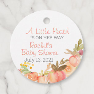 Étiquettes Cadeau Balises de préférence Baby shower à thème Peach