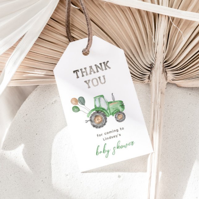 Étiquettes-cadeau Balises de préférence Baby shower du tracteur (Créateur téléchargé)