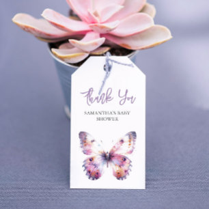 Étiquettes-cadeau Balises de préférence Baby shower papillon violet