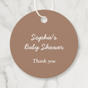 Étiquettes Cadeau Balises de préférence Brown minimaliste baby showe