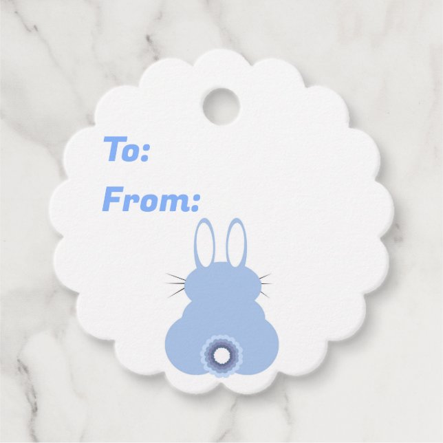 Étiquettes Cadeau Balises de préférence Bunny Bleu (Devant)