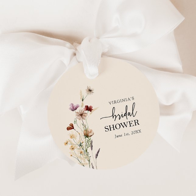 Étiquettes Cadeau Balises de préférence de Fête des mariées Boho (Boho Wildflower Bridal Shower Favor Tags
)