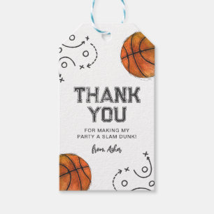Étiquettes-cadeau Balises de préférence du basket-ball d'aquarelle