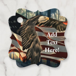 Étiquettes Cadeau Balises de préférence du drapeau américain Bald Ea