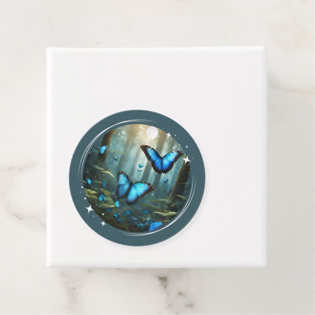 Étiquettes Cadeau Balises de préférence Morpho Bleu (En situation)
