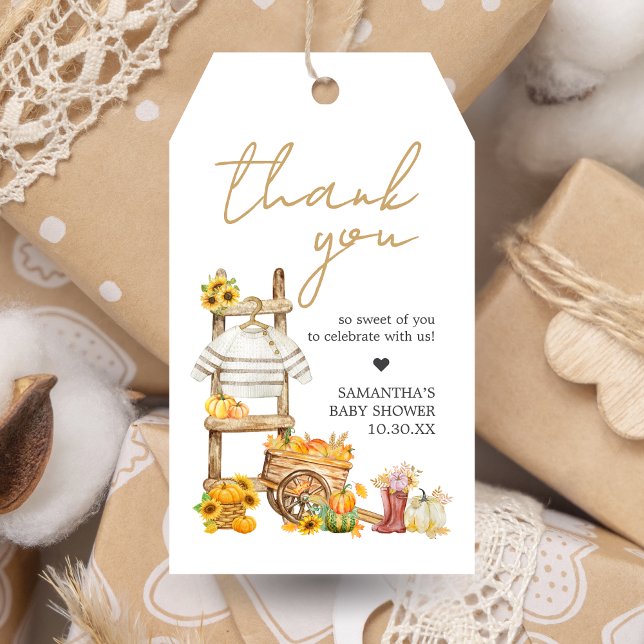 Étiquettes-cadeau Balises de préférence pour Baby shower rustique pe (A Little Pumpkin Baby Shower Favor Tags)