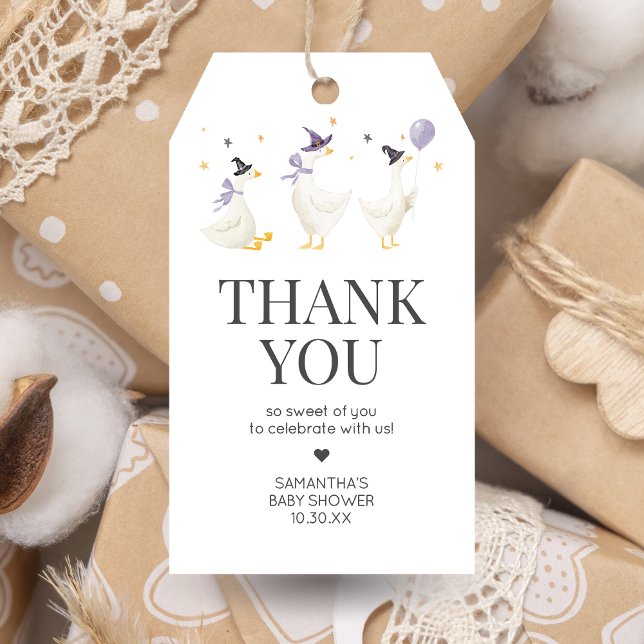 Étiquettes-cadeau Balises de préférence pour le Baby shower d'oie bê (Halloween Little Silly Goose Baby Shower Favor Tags)