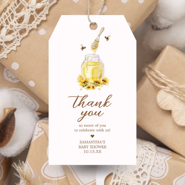 Étiquettes-cadeau Balises de préférence pour le Baby shower Little H (A Little Honey is on the way Baby Shower Favor Tags)