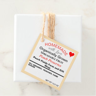 Étiquettes Cadeau Balises de préférence QR Code Peach Fait Maison