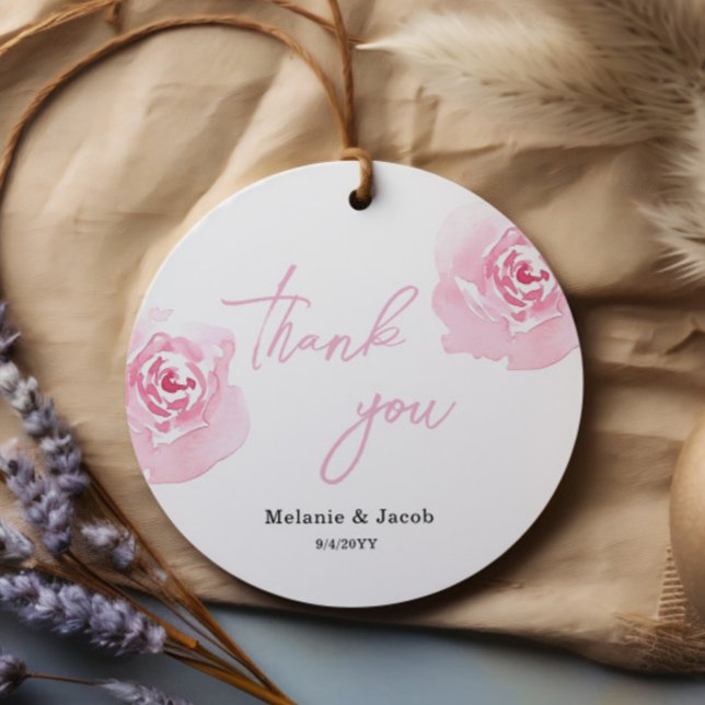 Étiquettes Cadeau Balises de préférence ronde Rose couleur rose (Créateur téléchargé)