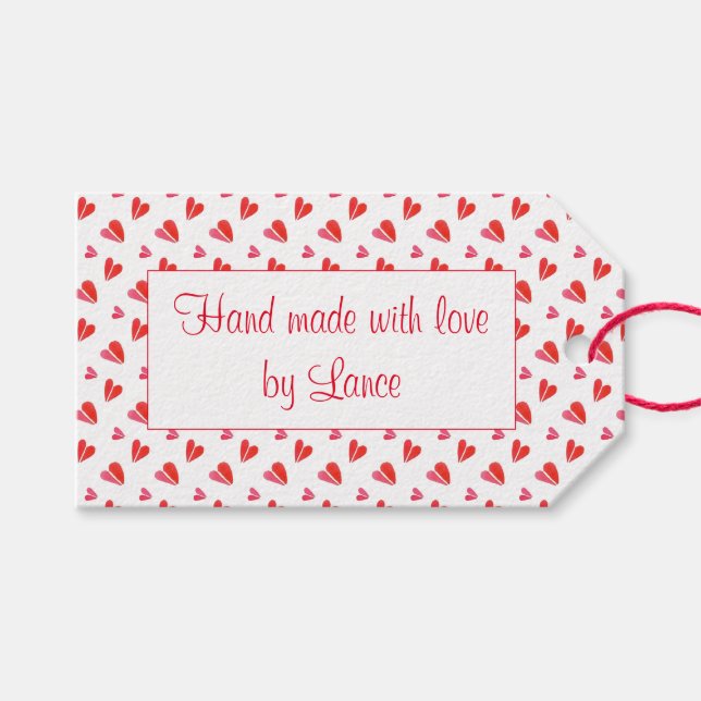 Étiquettes-cadeau Balises du rectangle "Hand Made" de MINI HEARTS (Devant (Horizontal))