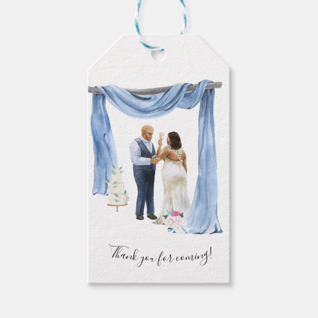 Étiquettes-cadeau Balises Favoris de mariage en couple noir illustré (Devant)