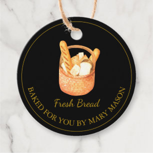 Étiquettes Cadeau Balises Favoris de Pain Maison Noir